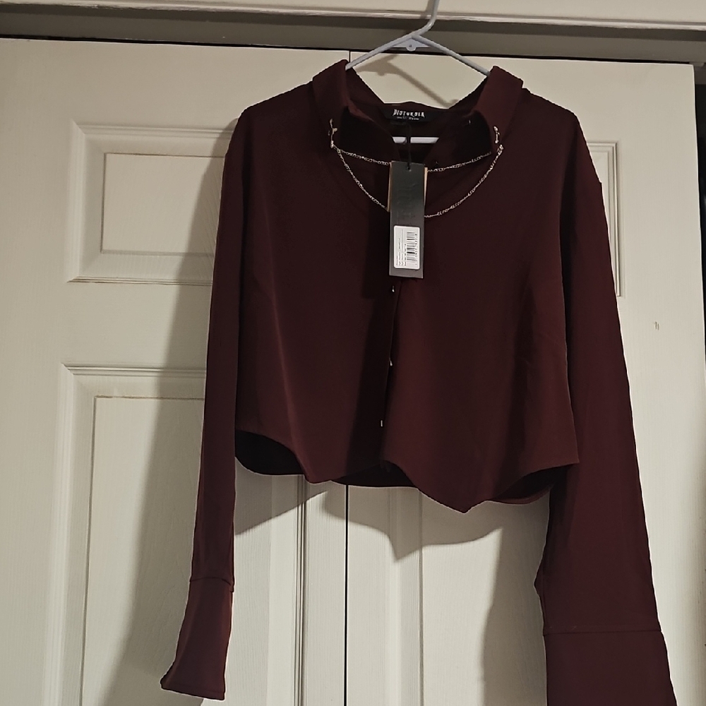 Disturbia Dark Burgundy Button-Down Shirt